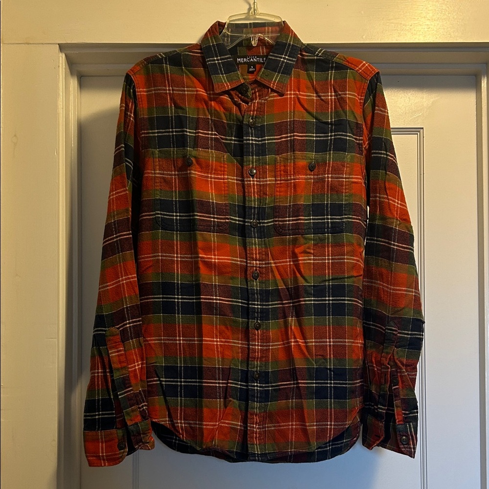 J. Crew Mercantile Men's Red Plaid Shirt - Size Small